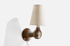Danish Designer, Wall Light, Ceramic, Fabric, Denmark, 1970s