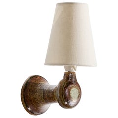 Danish Designer, Wall Light, Ceramic, Fabric, Denmark, 1970s
