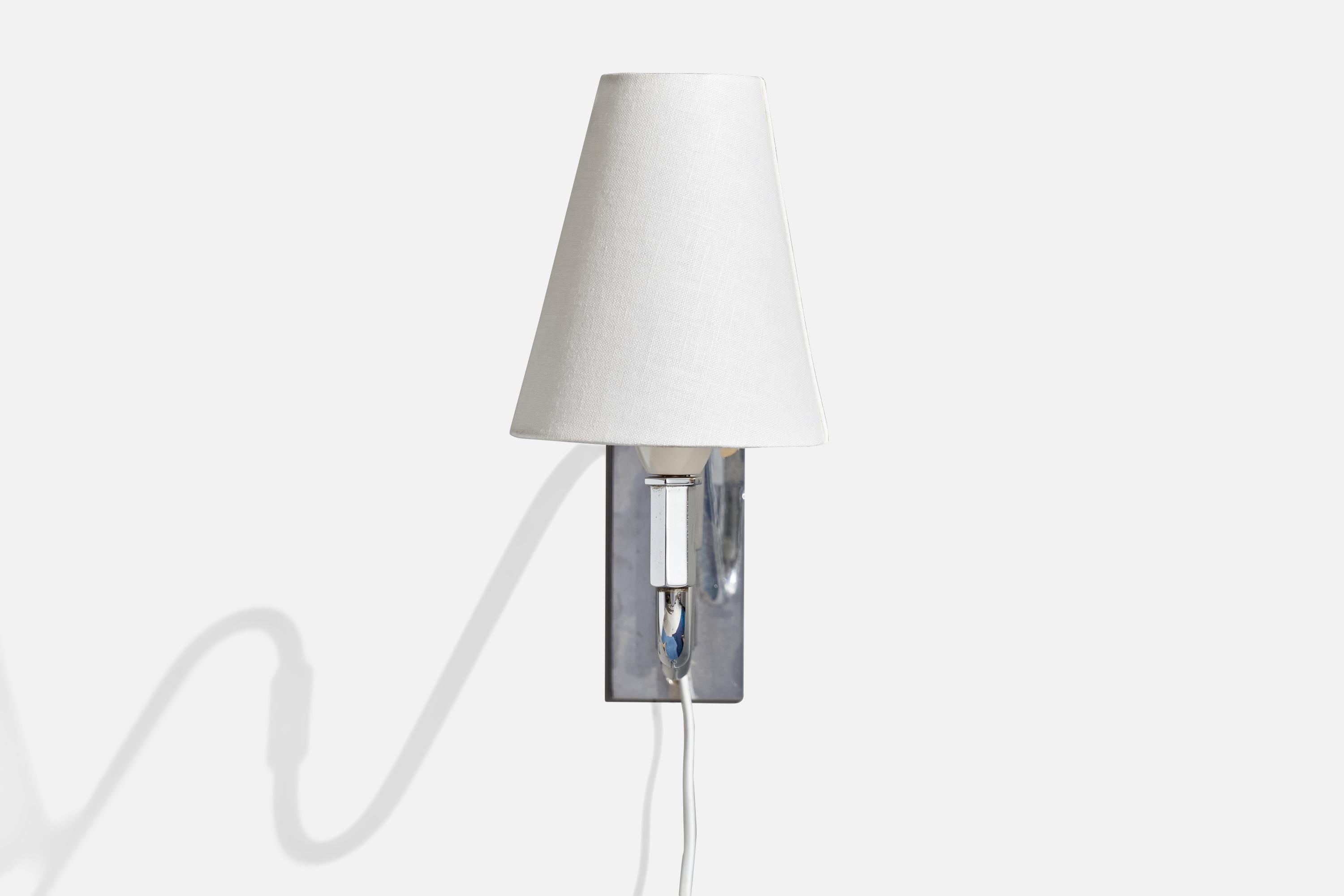 Scandinave moderne Designer danois, applique murale, chrome, tissu, Danemark, années 1930 en vente