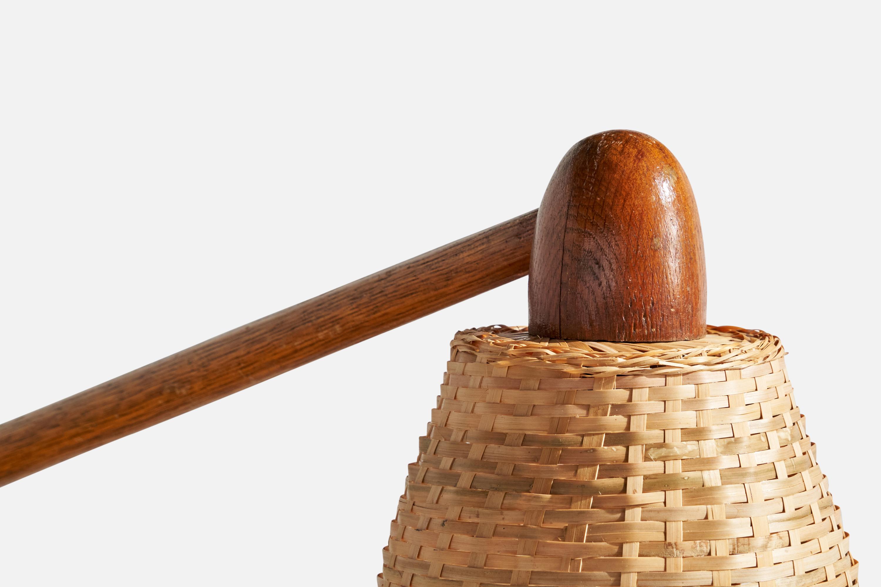 Rattan Designer danese, lampada da parete, teak, rattan, Danimarca, anni '60 in vendita