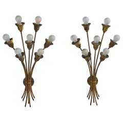 Danish Designer, Wall Lights, Brass, Denmark, 1940s