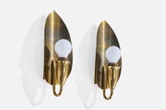 Danish Designer, Wall Lights, Brass, Denmark, 1950s