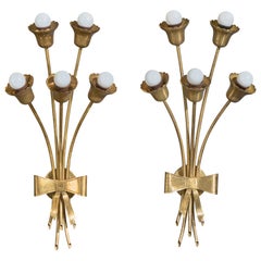 Danish Designer, Wall Lights, Brass, Denmark, 1950s