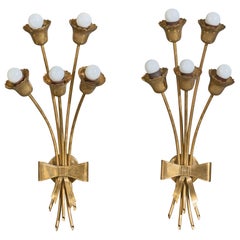 Danish Designer, Wall Lights, Brass, Denmark, 1950s