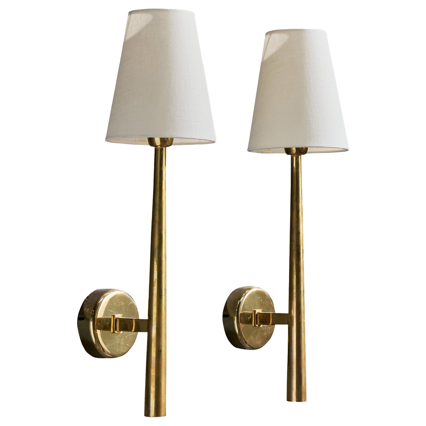 Designer danois, Lights murales, laiton, tissu, Danemark, années 1950