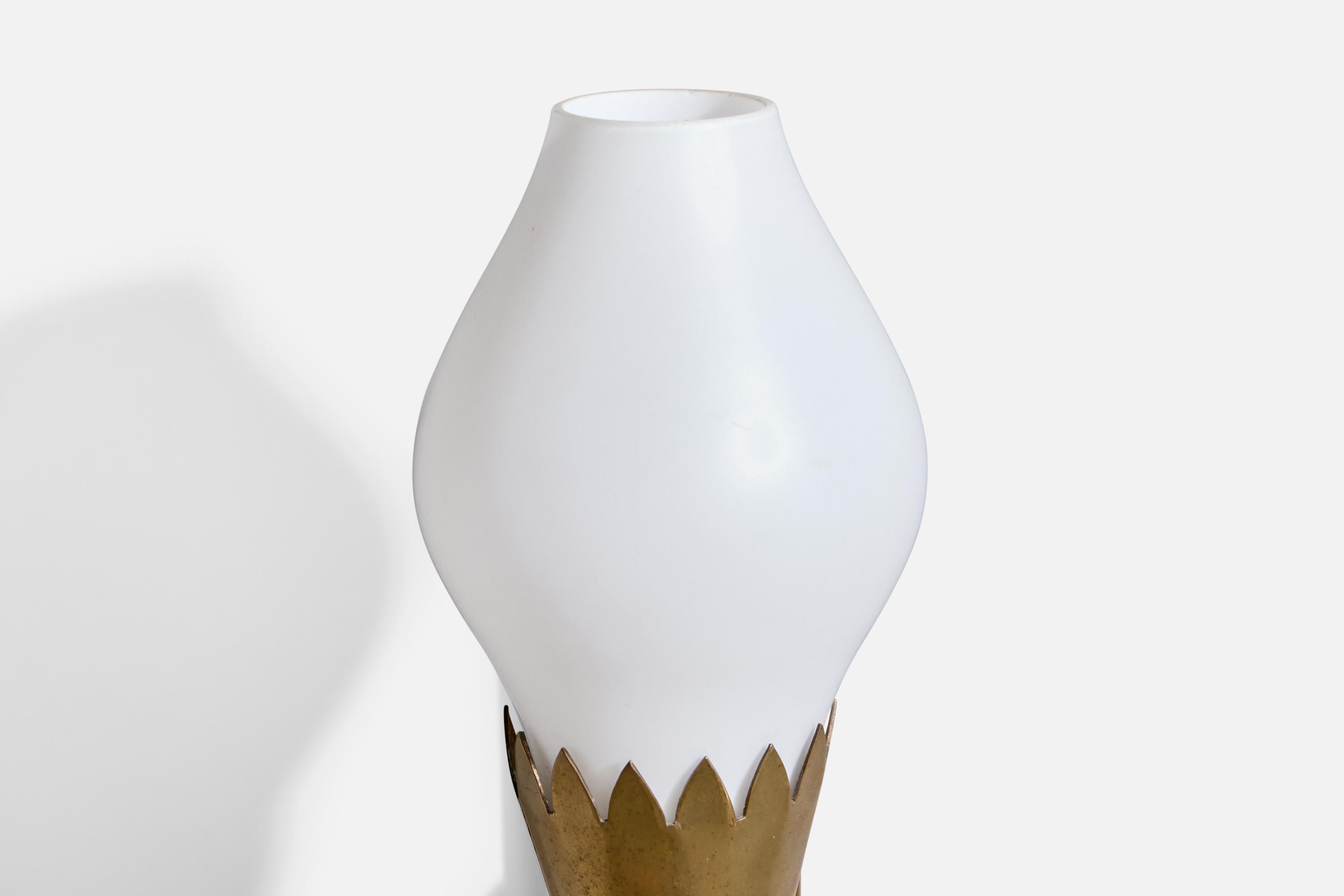 Danish Designer, Wall Lights, Brass, Glass, Denmark, 1950s im Angebot 1