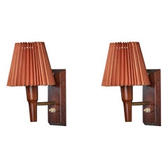 Designer danese, lampade da parete, ottone, palissandro, carta, Danimarca, anni '50