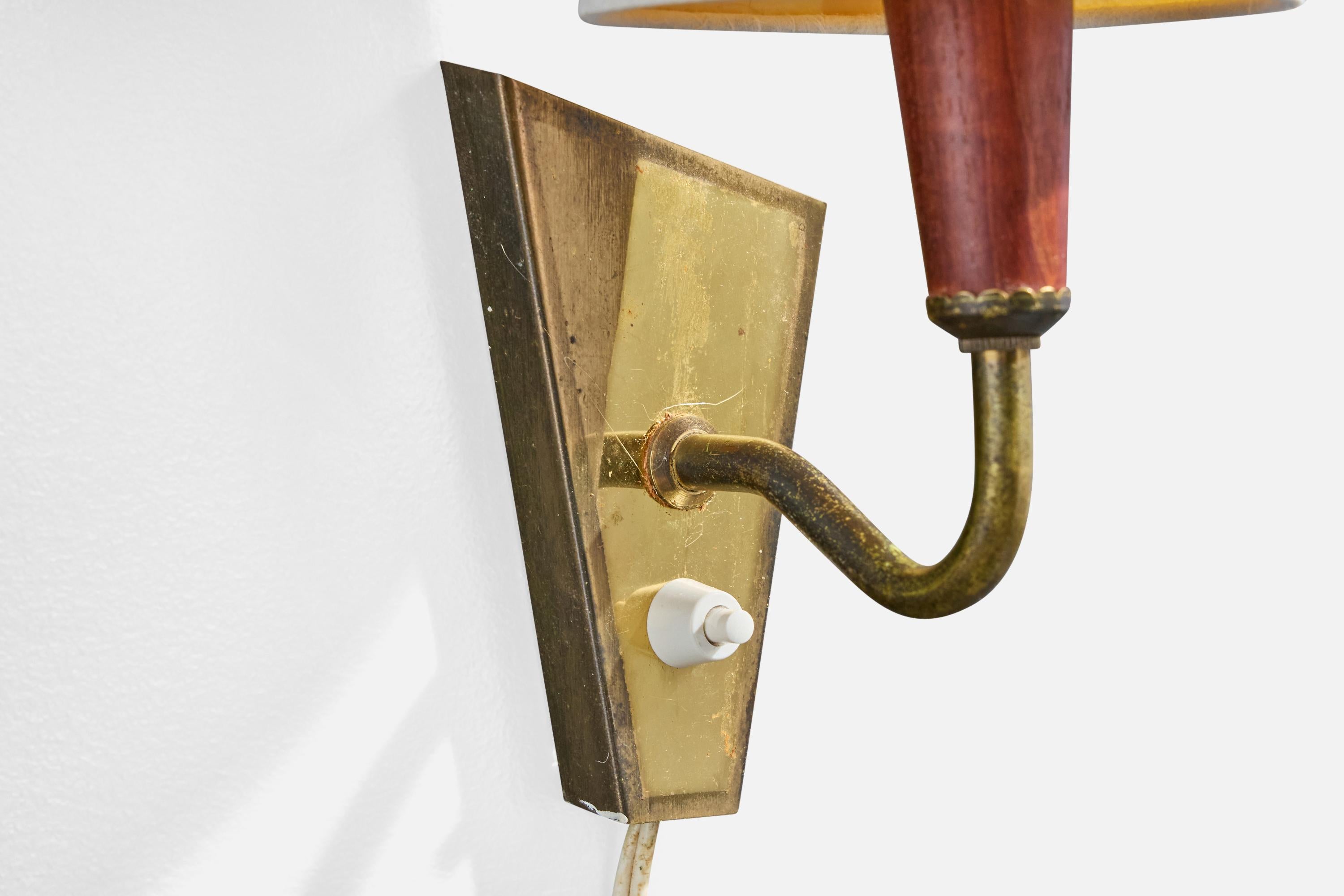 Laiton Design/One, appliques, laiton, teck, parchemin, Danemark, années 1950 en vente