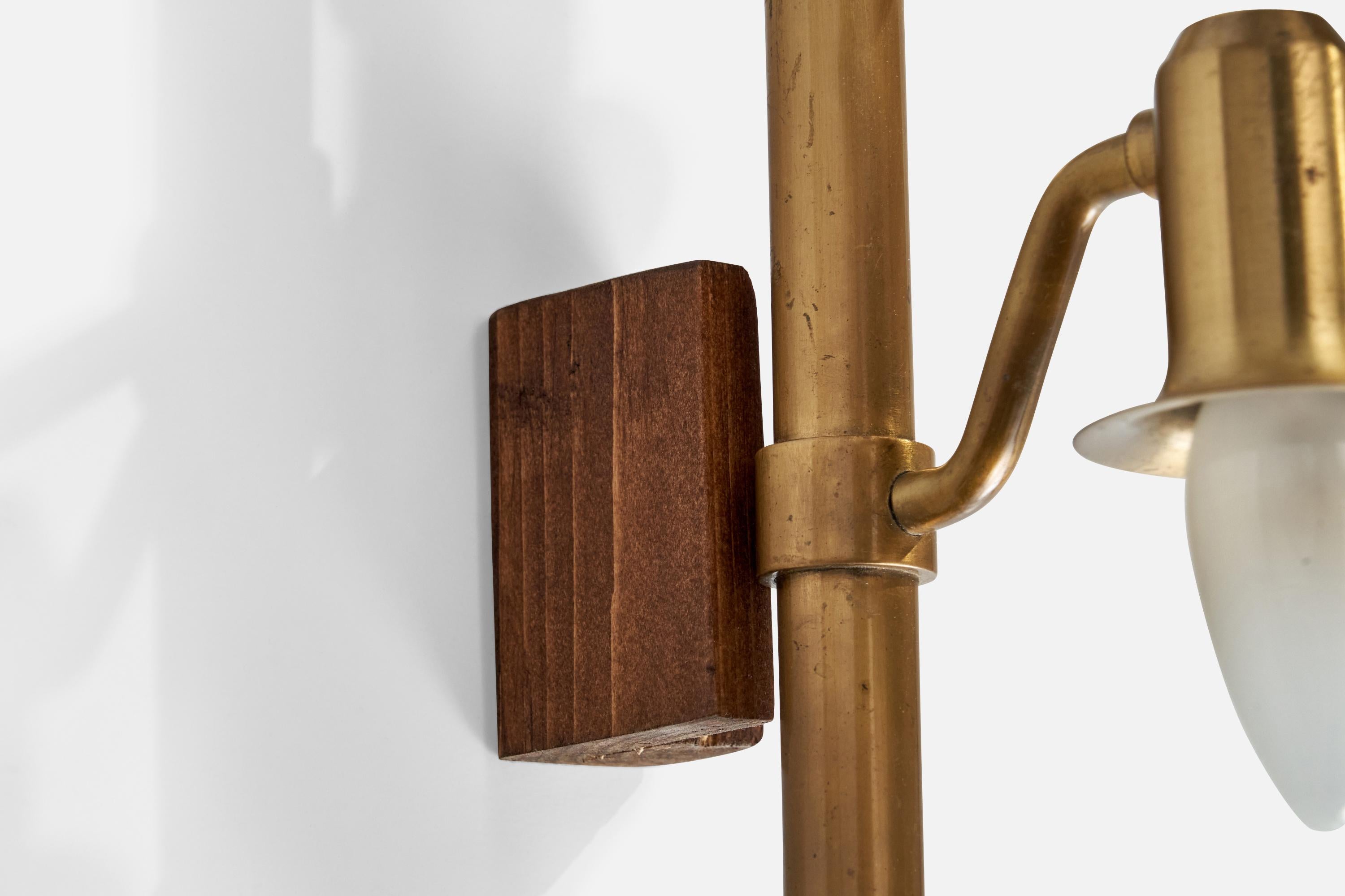 Designer danois, Wall Lights, laiton, Wood, Danemark, années 1940 en vente 4
