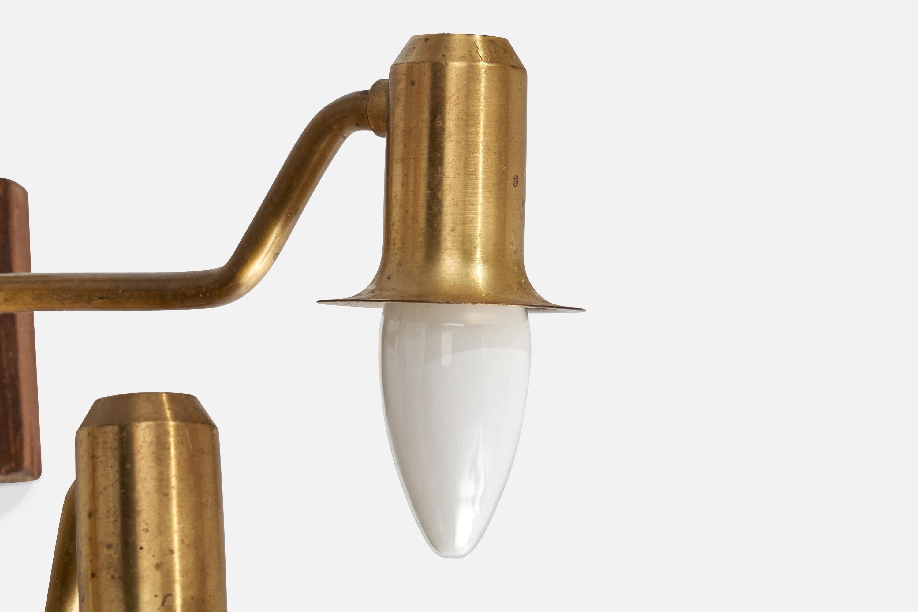 Designer danois, Wall Lights, laiton, Wood, Danemark, années 1940 en vente 2