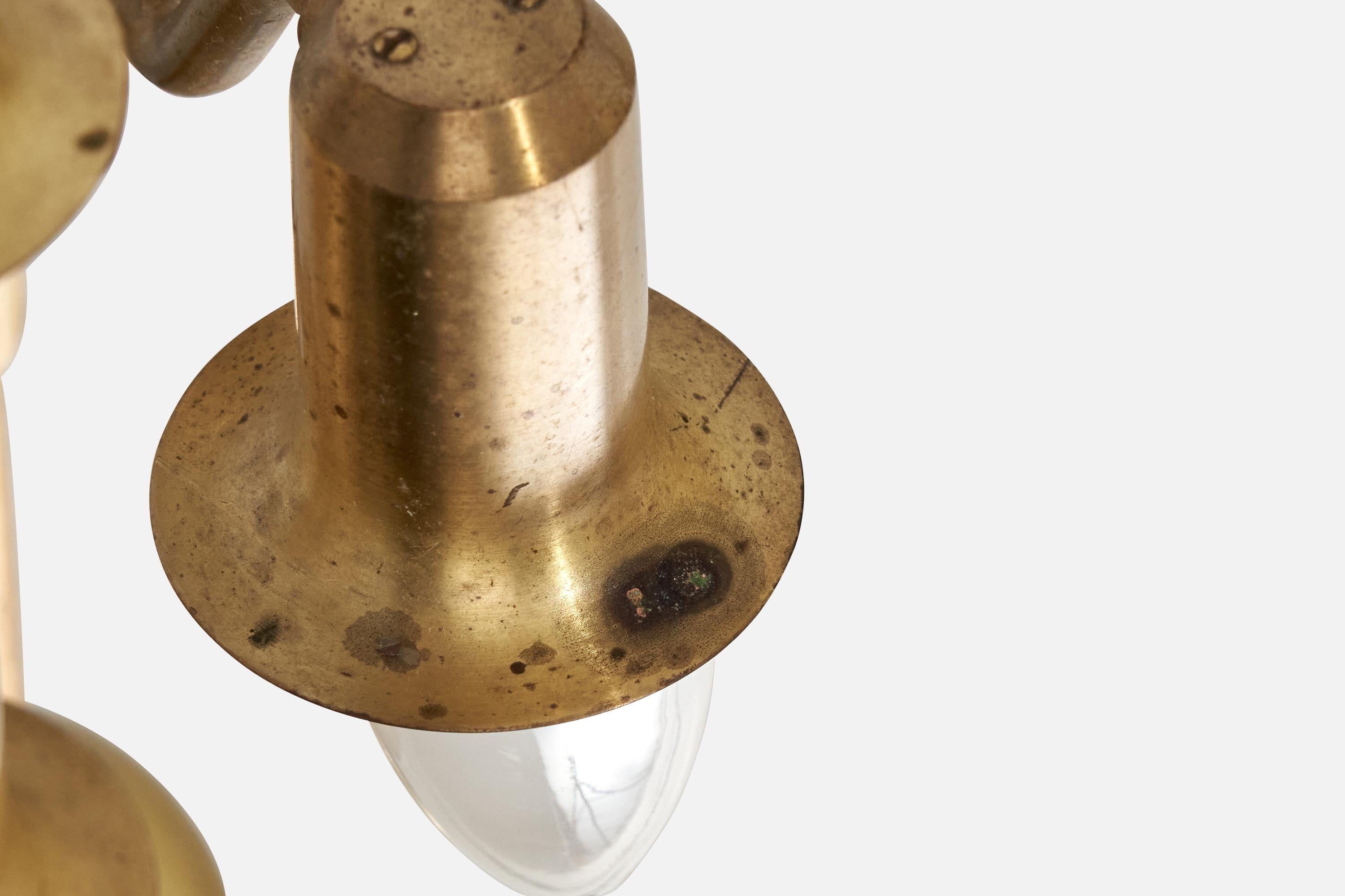 Designer danois, Wall Lights, laiton, Wood, Danemark, années 1940 en vente 3