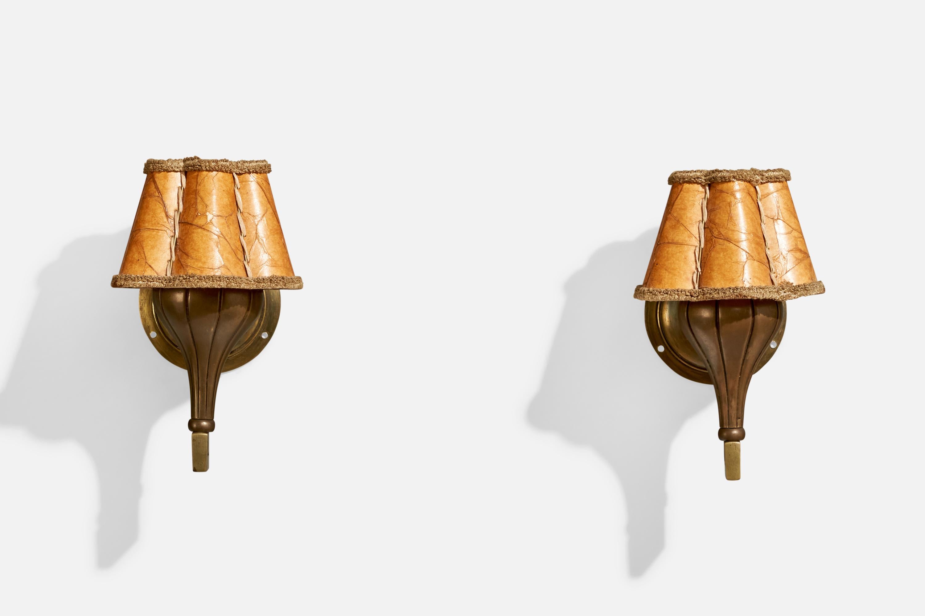 Scandinave moderne Design/One, Lights, Bronze, Parchemin, Danemark, années 1930 en vente