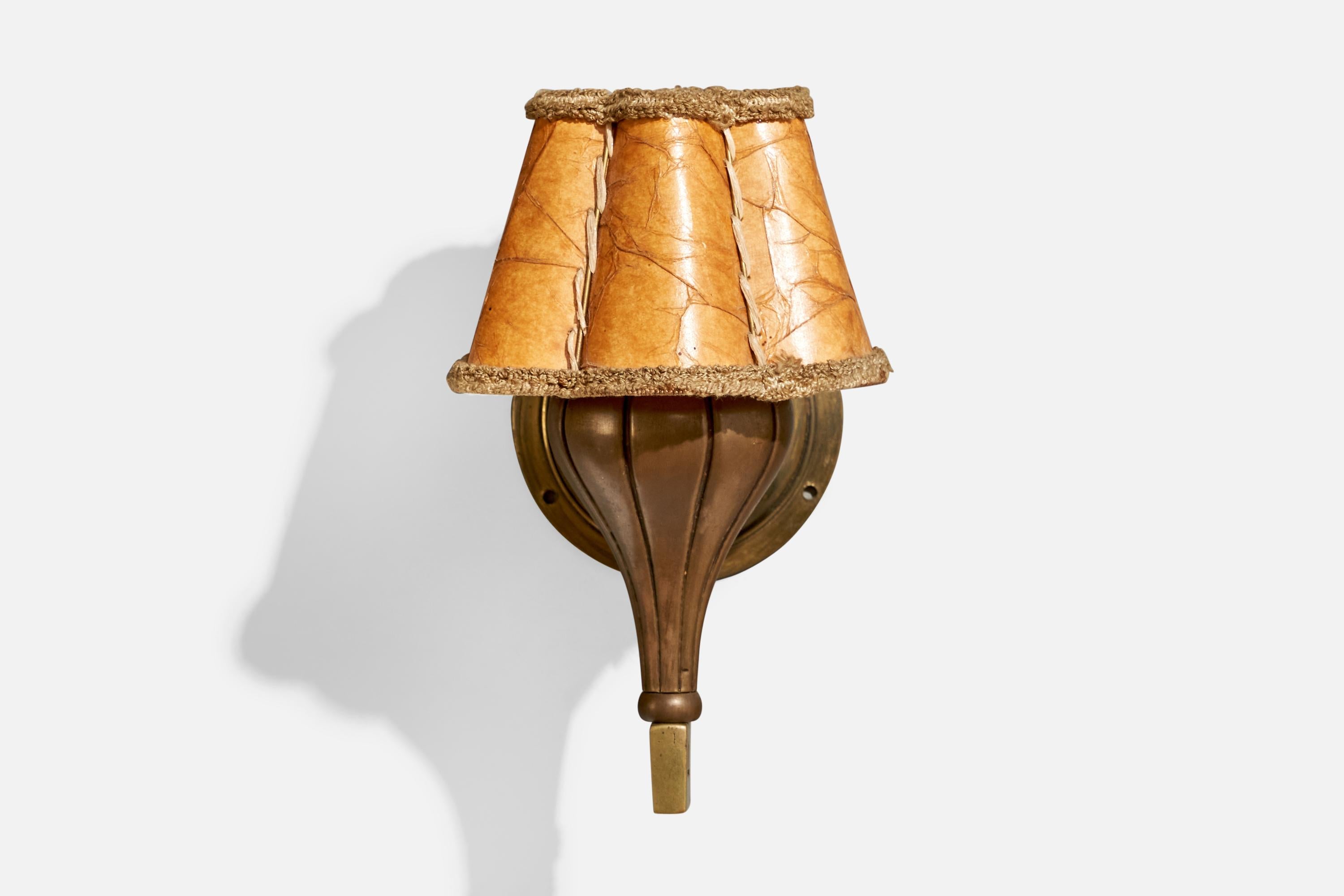 Design/One, Lights, Bronze, Parchemin, Danemark, années 1930 Bon état - En vente à High Point, NC