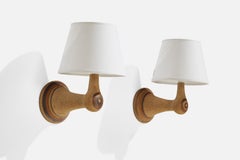 Danish Designer, Wall Lights, Ceramic, Fabric, Denmark, 1960s