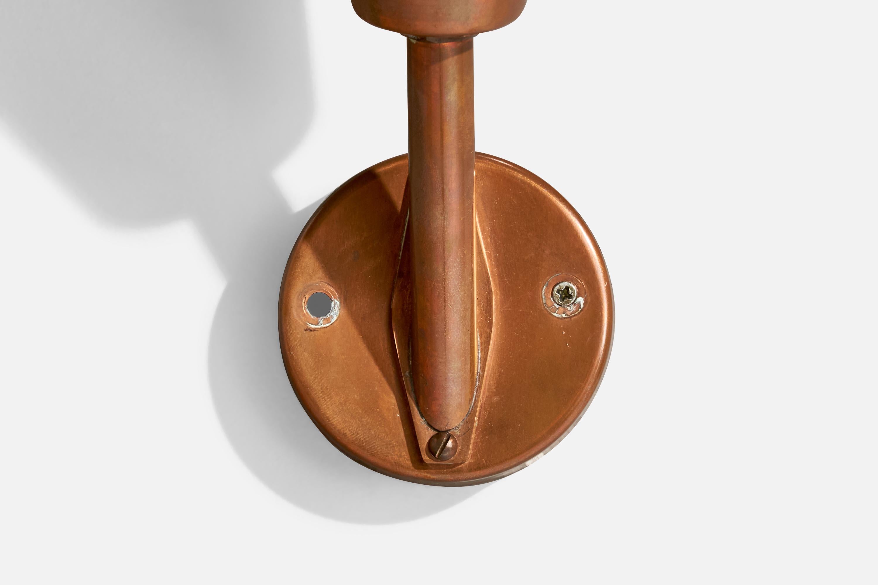 Danish Designer, Wall Lights, Copper, Glass, Denmark, 1940s For Sale 2