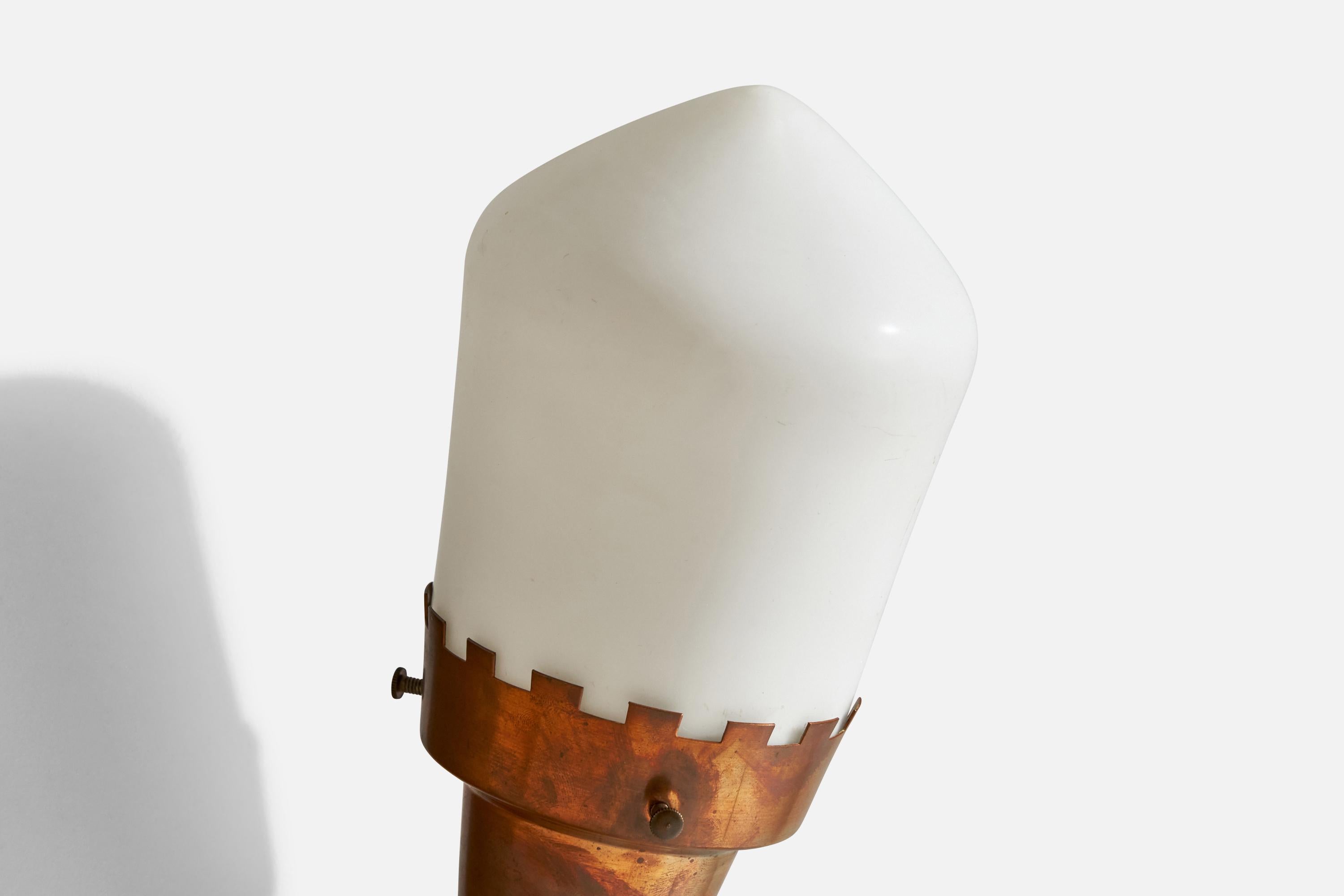 Danish Designer, Wall Lights, Copper, Glass, Denmark, 1940s For Sale 4