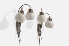 Danish Designer, Wall Lights, Metal, Glass, Denmark, 1950s