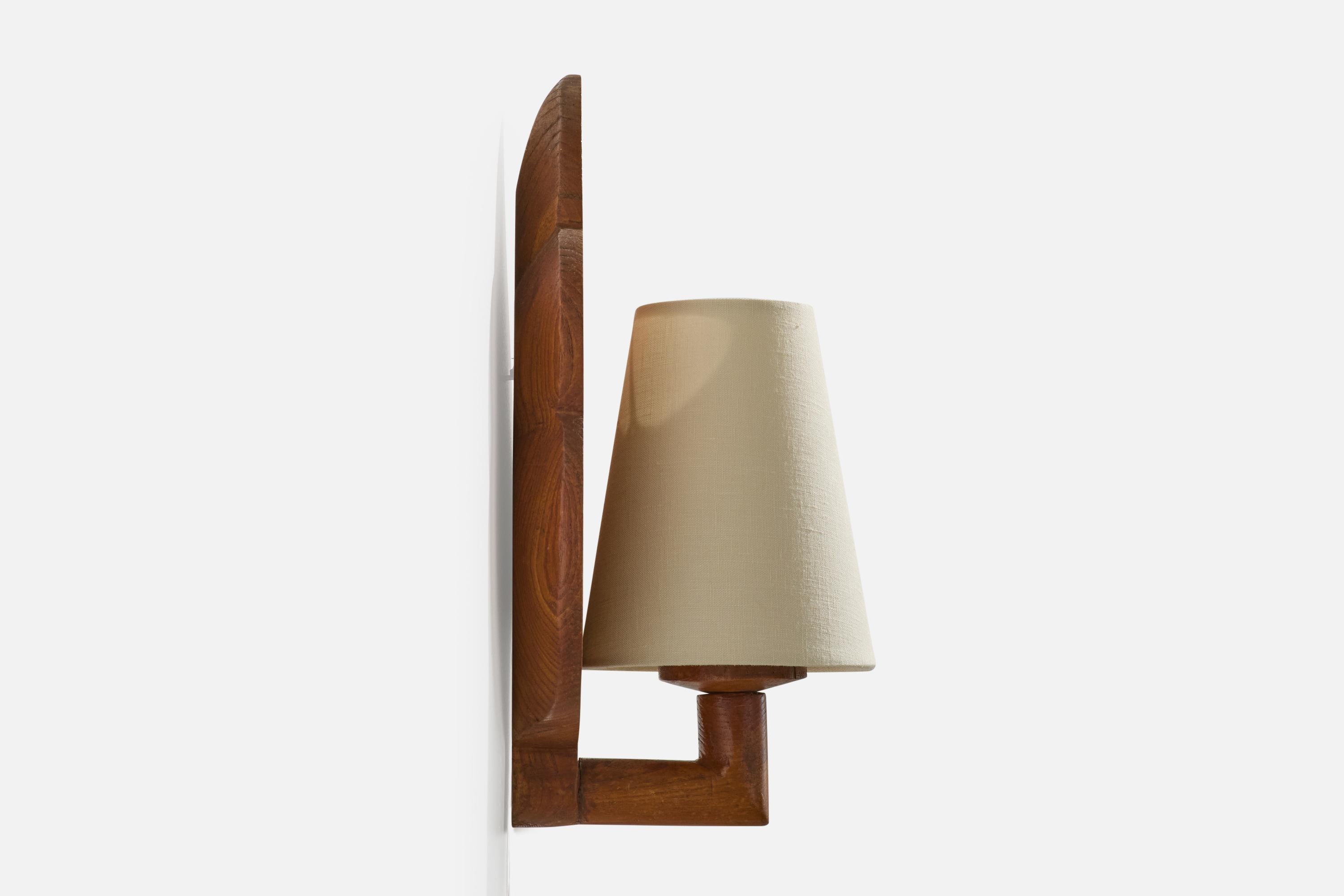 Milieu du XXe siècle Danish Designer, Wall Lights, Oak, Fabric, Denmark, 1940s en vente