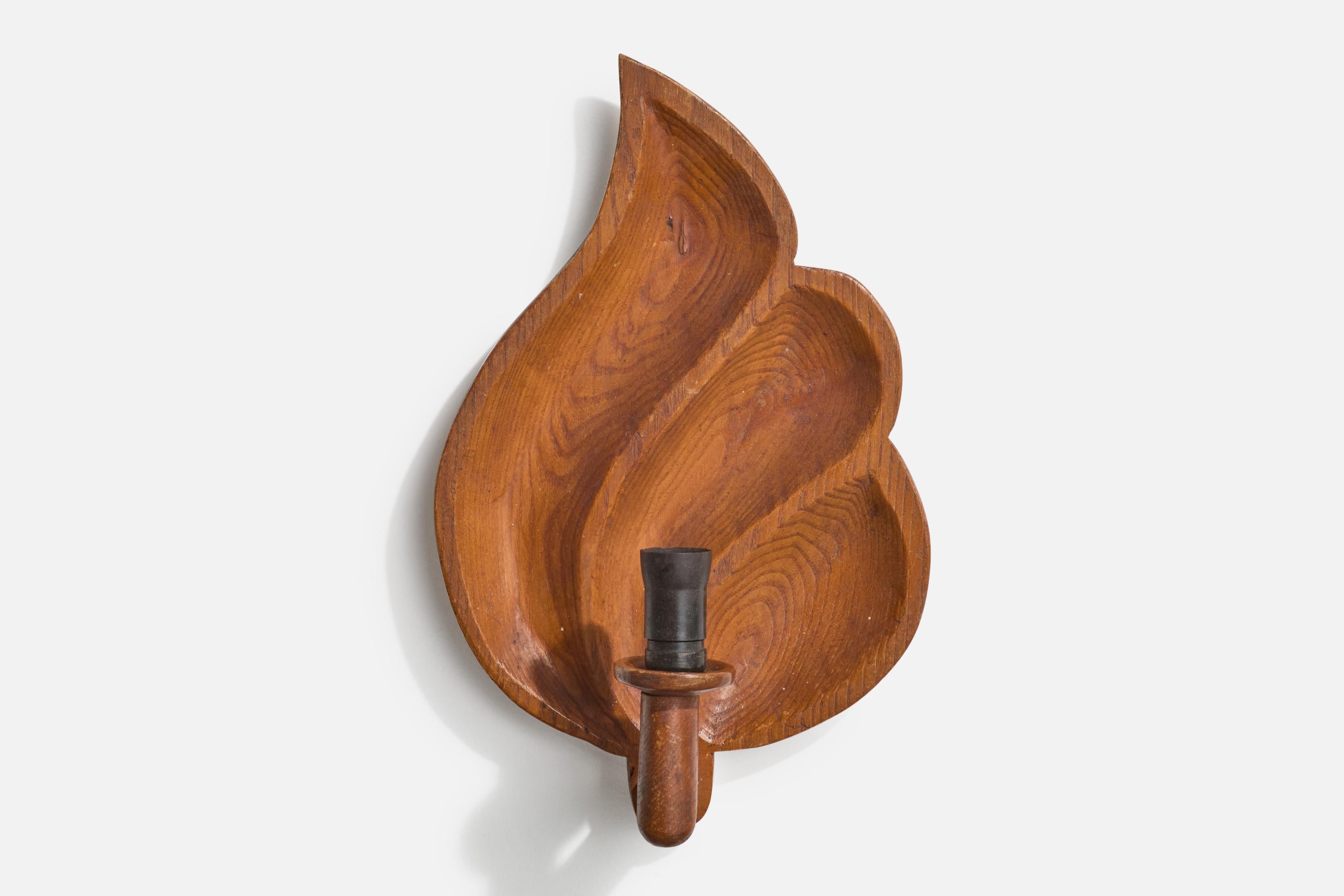 Danish Designer, Wall Lights, Oak, Fabric, Denmark, 1940s en vente 1