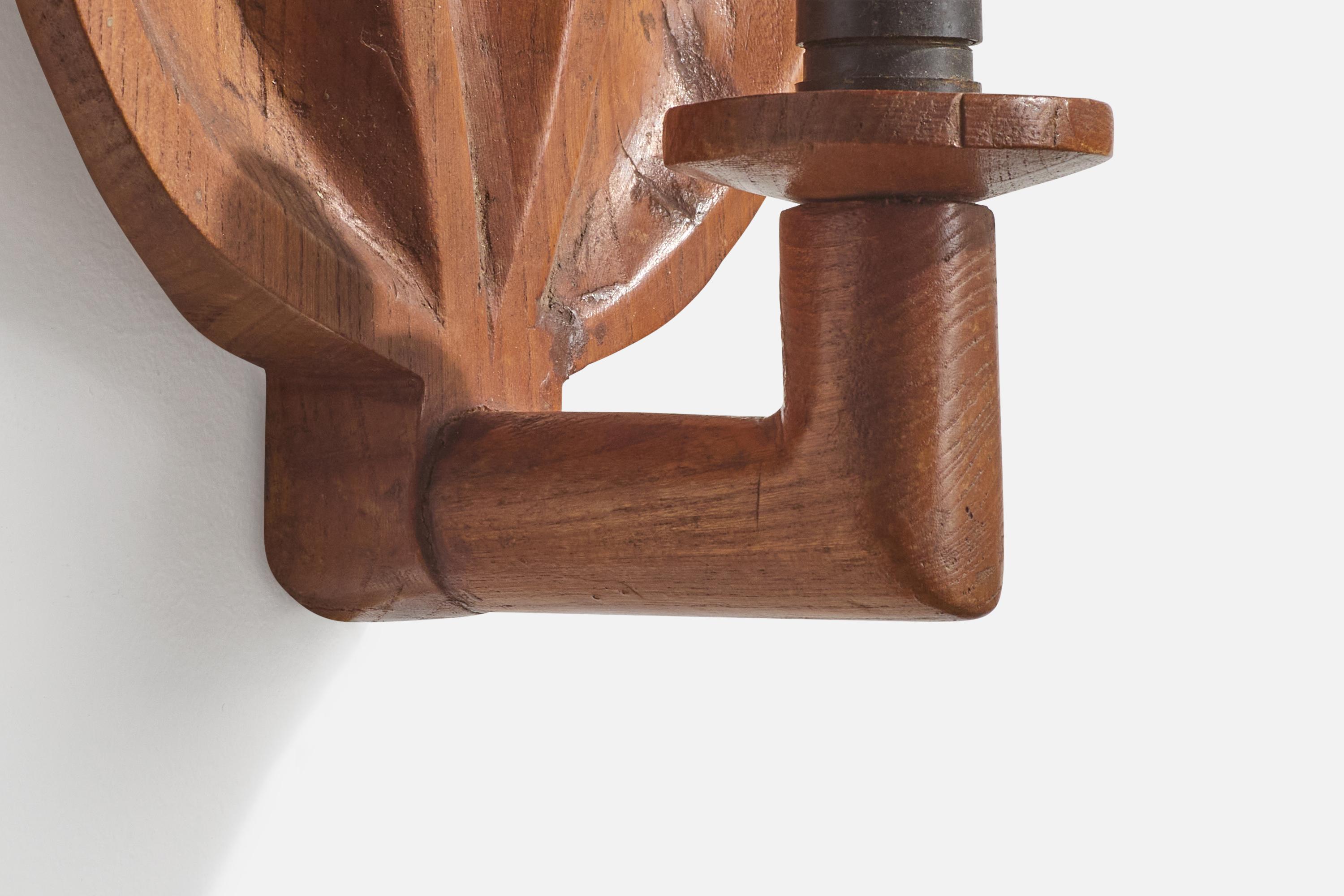 Danish Designer, Wall Lights, Oak, Fabric, Denmark, 1940s en vente 3
