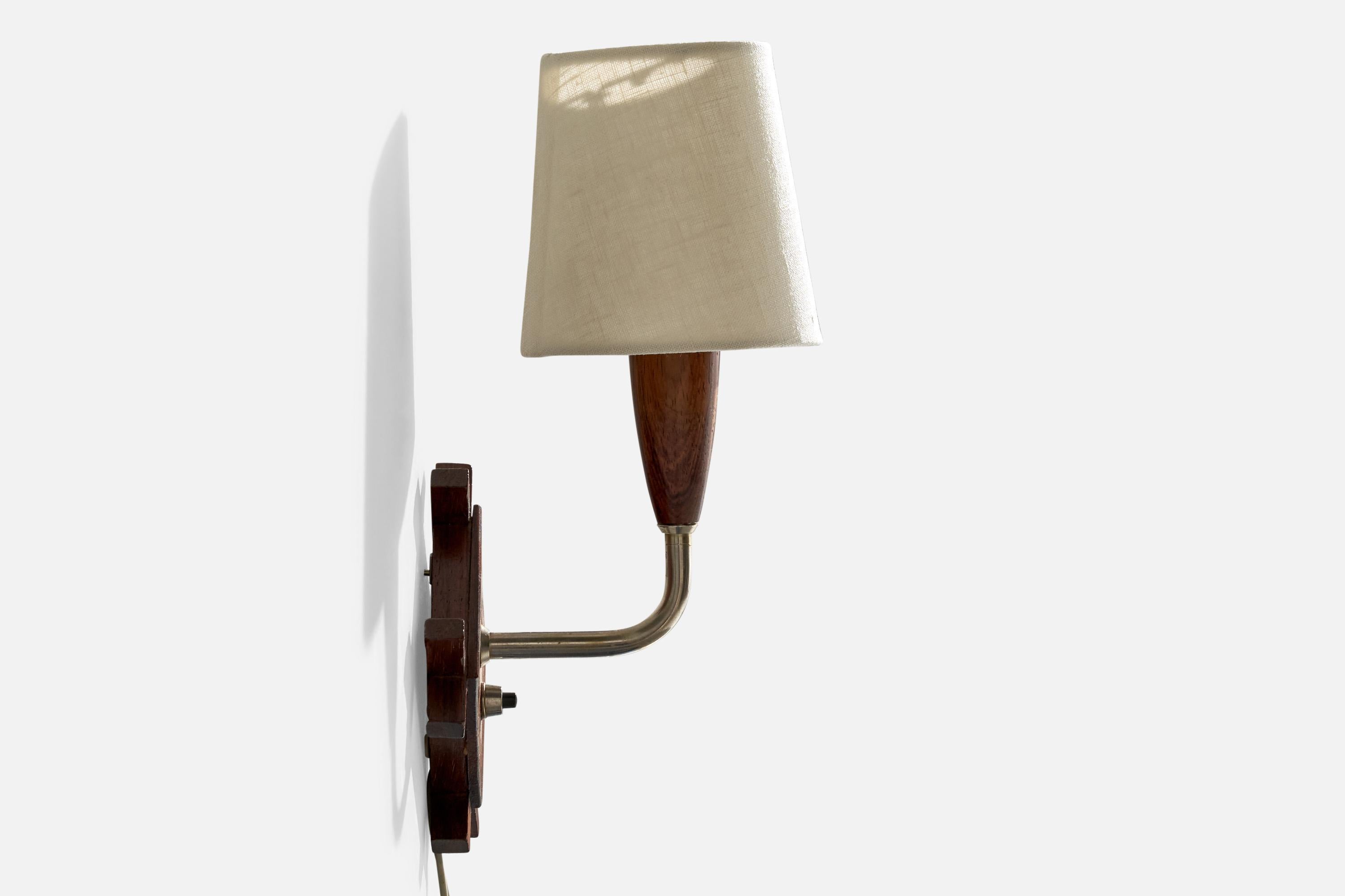 Designer danese, lampade da parete, palissandro, cromo, tessuto, Danimarca, anni '50 In condizioni buone in vendita a High Point, NC