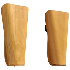 Danish Designer, Wall Lights, Wood, Denmark, 1970s
