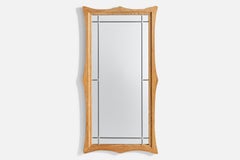 Specchio da parete di design danese, Oak, Peltro, Danimarca, anni '60