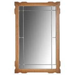 Danish Designer, Wall Mirror, Oak, Pewter, Denmark, 1960s