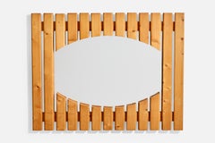 Specchio da parete di design danese, Pino, Danimarca, anni '70