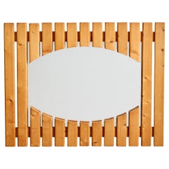 Danish Designer, Wall Mirror, Pine, Denmark, 1970s