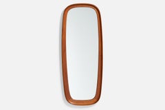 Danish Designer, Wall Mirror, Solid Teak, Mirror Glass, Denmark, 1960s