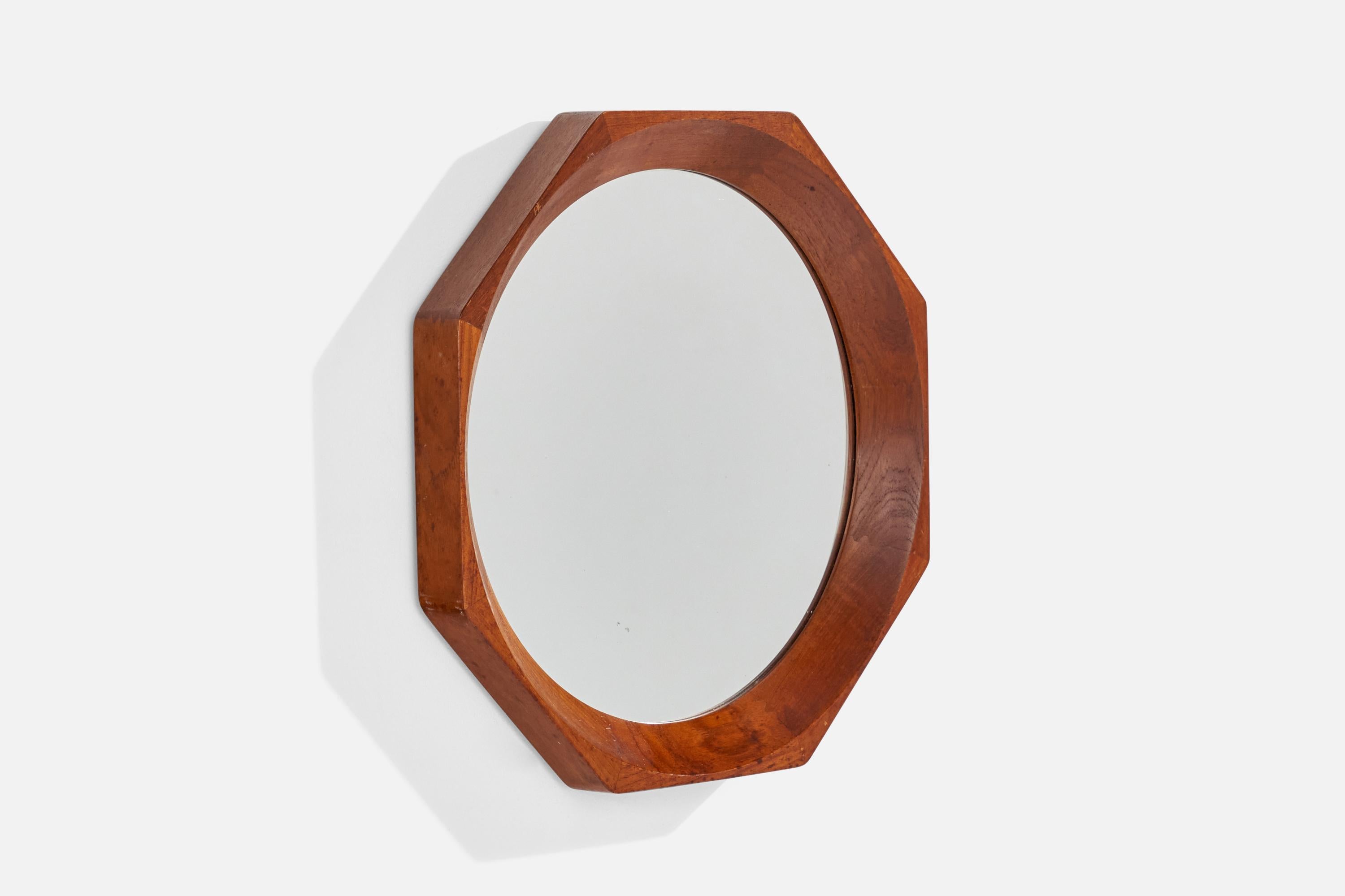 Mid-Century Modern Danish Designer, Wall Mirror, Teak, Denmark, 1950s