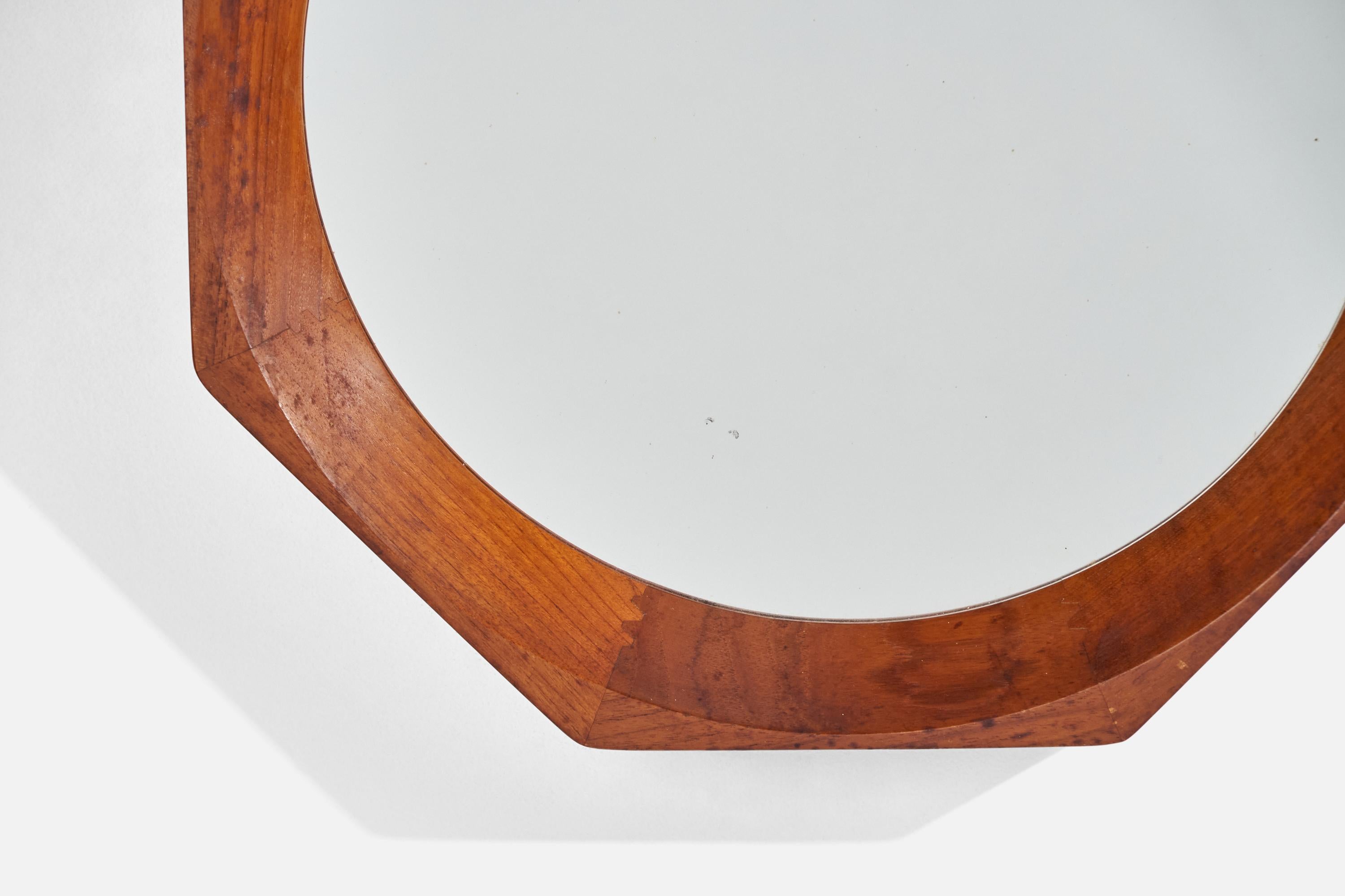 Danish Designer, Wall Mirror, Teak, Denmark, 1950s 1