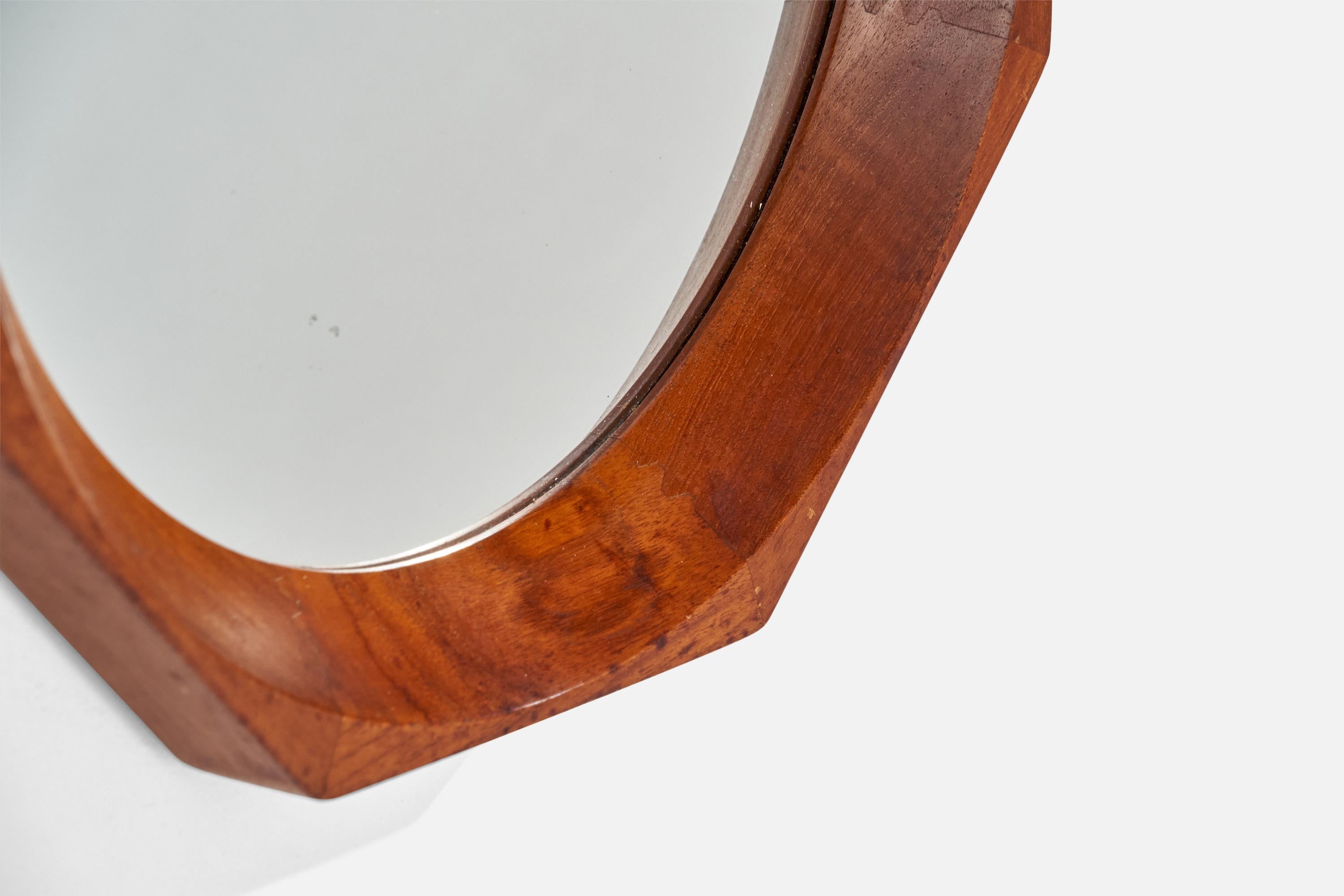 Danish Designer, Wall Mirror, Teak, Denmark, 1950s 2