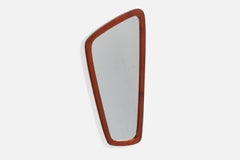 Danish Designer, Wall Mirror, Teak, Mirror Glass, Denmark, 1950s