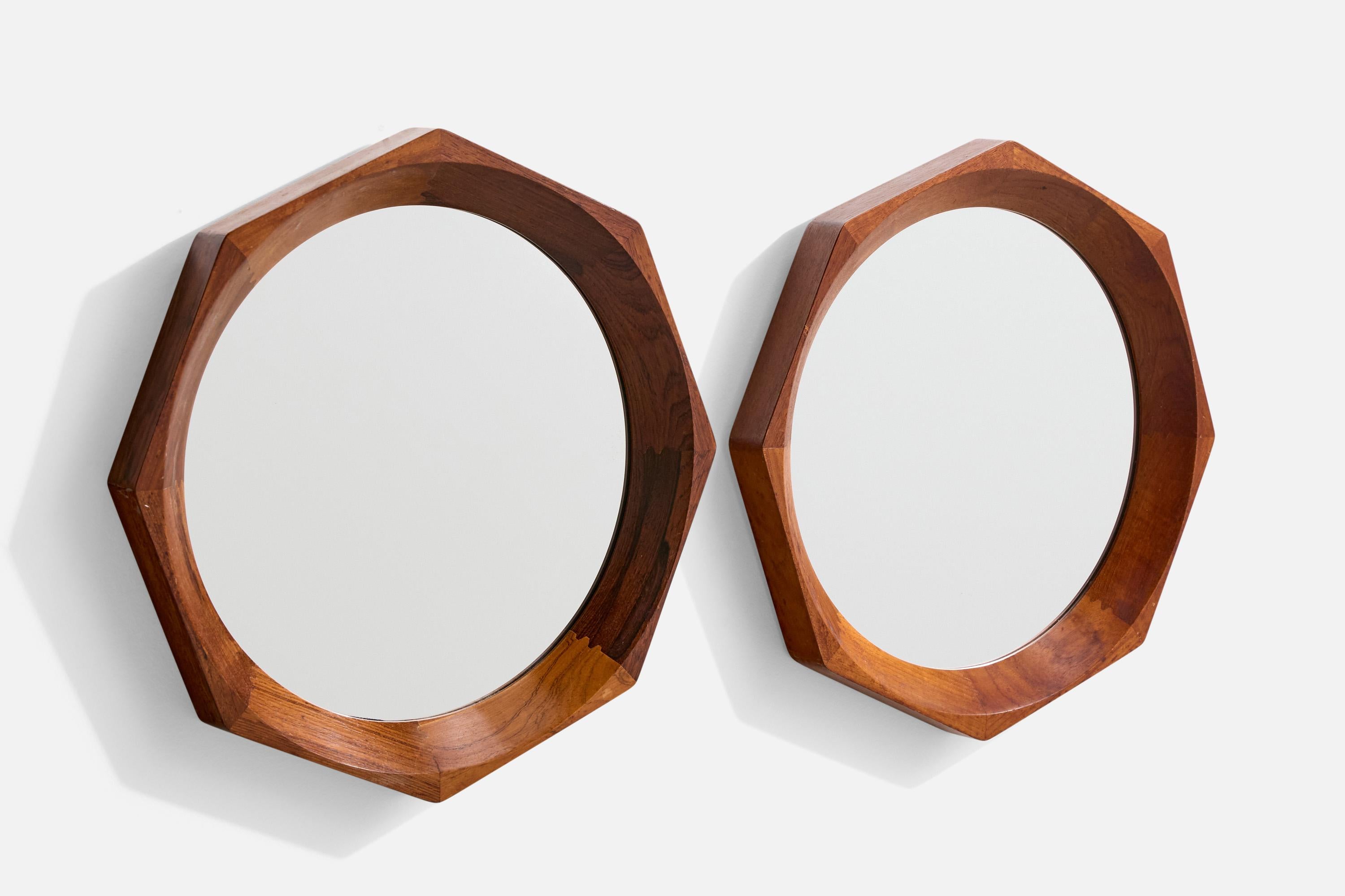 Mid-Century Modern Designer danois, miroirs muraux, teck, Danemark, années 1950 en vente