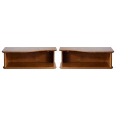 Danish Designer, Wall-Mounted Bedside Cabinets, Walnut, Denmark, 1950s