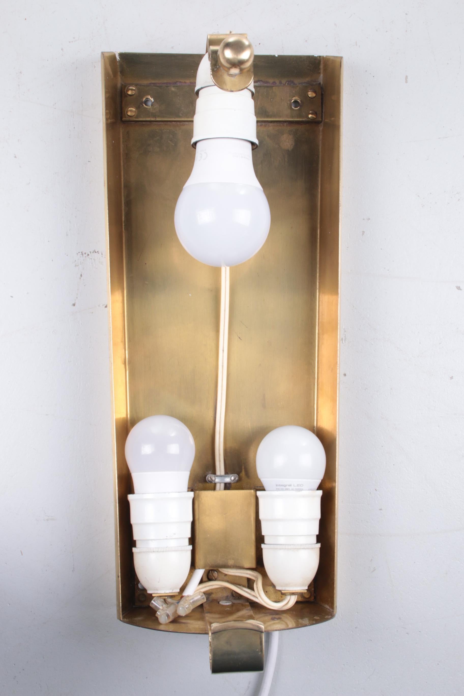 Danish Designer XXL Wall Lamp of Orrefors Glass and Brass, 1960s 1