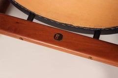 Danish Desk Chair by Arne Vodder in Teak, Cane and Black Leather