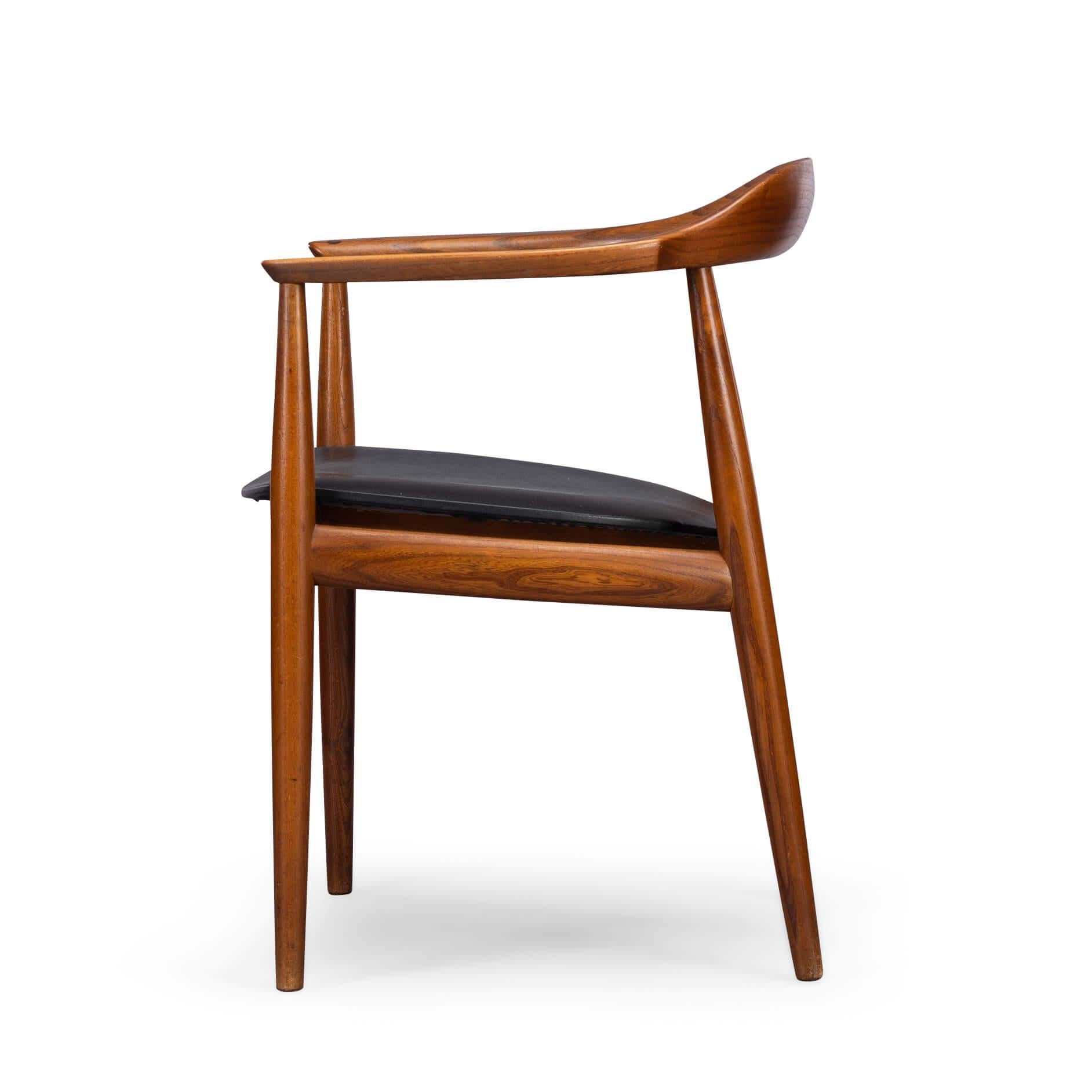 Leather Danish Desk Chair in Elm Wood by Arne Wahl Iversen for N. Eilersen, 1960s For Sale