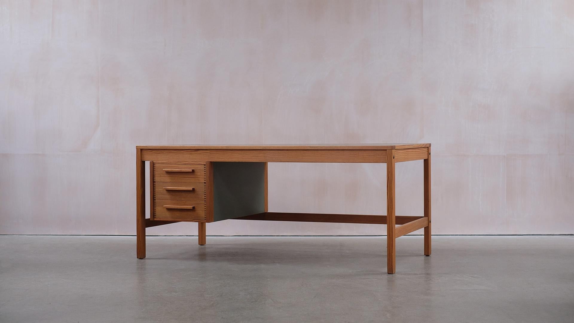 Scandinavian Modern Danish Desk in Pine by Bernt Petersen