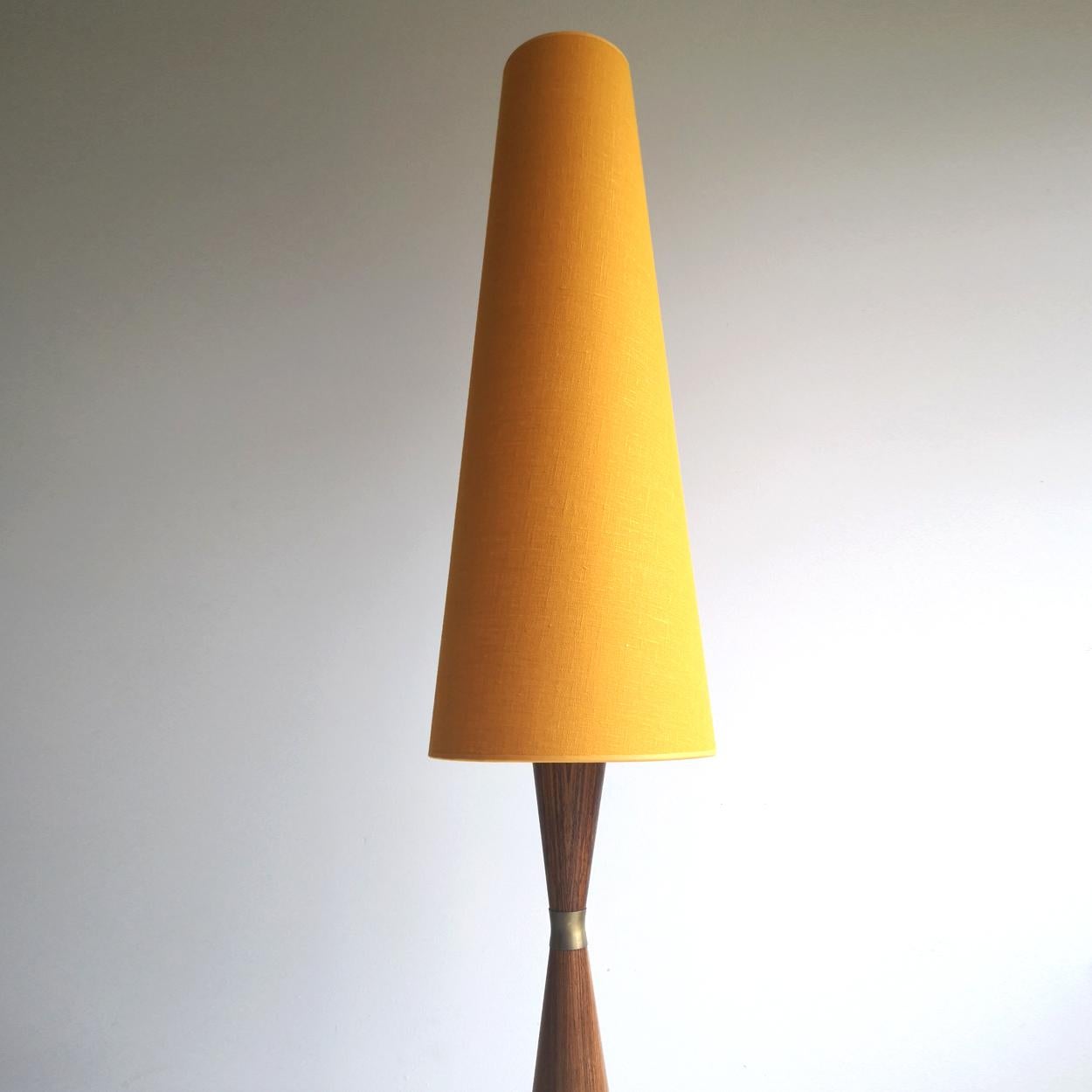 Mid-Century Modern Danish Diabolo Floor Lamp with New Upholstered Lampshade, 1960s