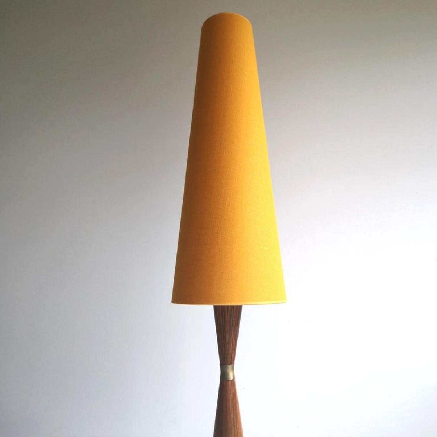 Swedish Danish Diabolo Floor Lamp with New Upholstered Lampshade, 1960s For Sale