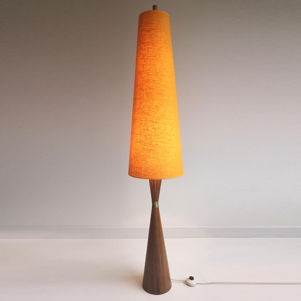 Danish Diabolo Floor Lamp with New Upholstered Lampshade, 1960s 1