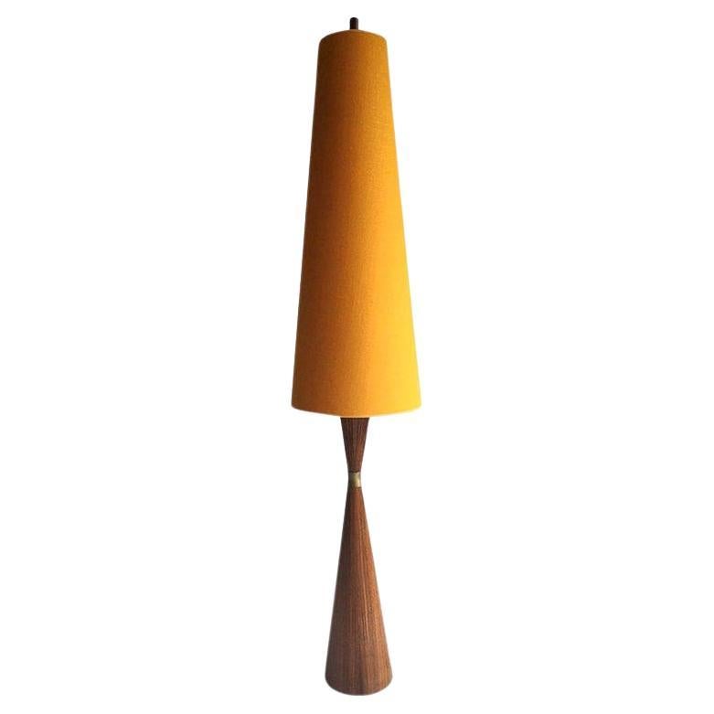 Danish Diabolo Floor Lamp with New Upholstered Lampshade, 1960s