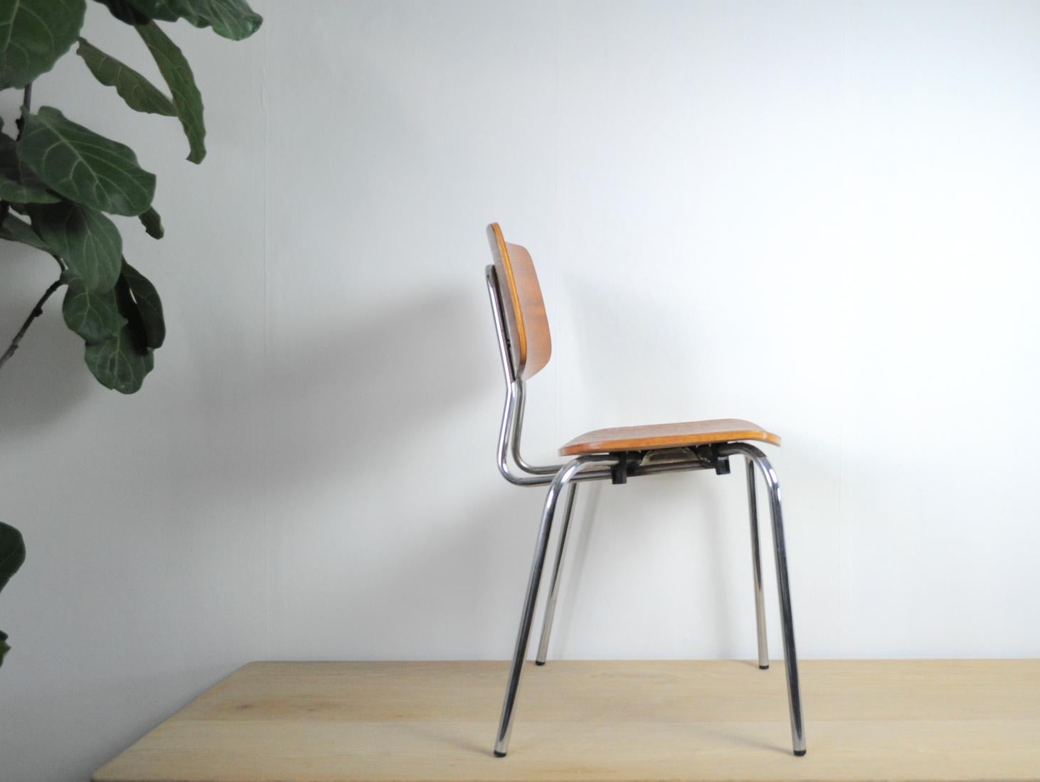 Scandinavian Modern Danish Dining Chair by Duba, Teak and Chromed Steel