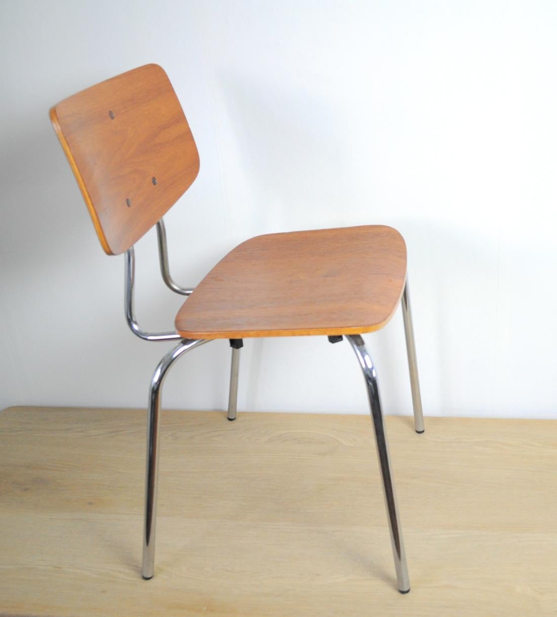 Danish Dining Chair by Duba, Teak and Chromed Steel In Good Condition In Vordingborg, DK