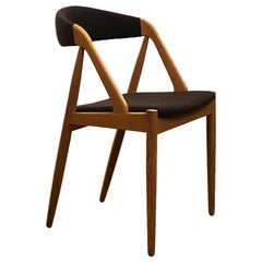 Danish Dining Chair Model 31 by Kai Kristiansen in Oak and Brown Fabric