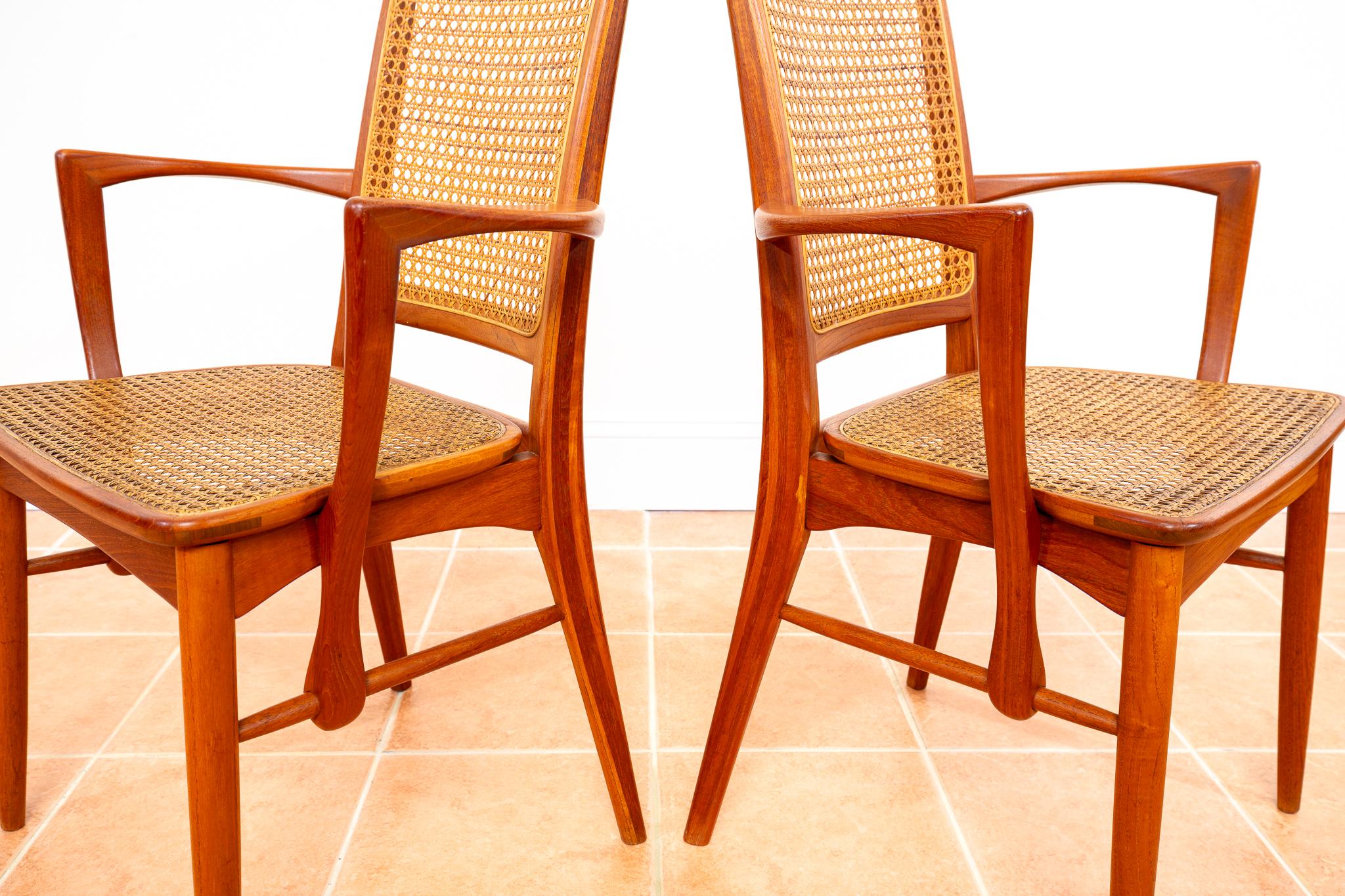 Sedie da pranzo danesi 1960 Teak Niels Koefoed Set di 4 Koefoeds Hornslet Rattan Cane in vendita 4