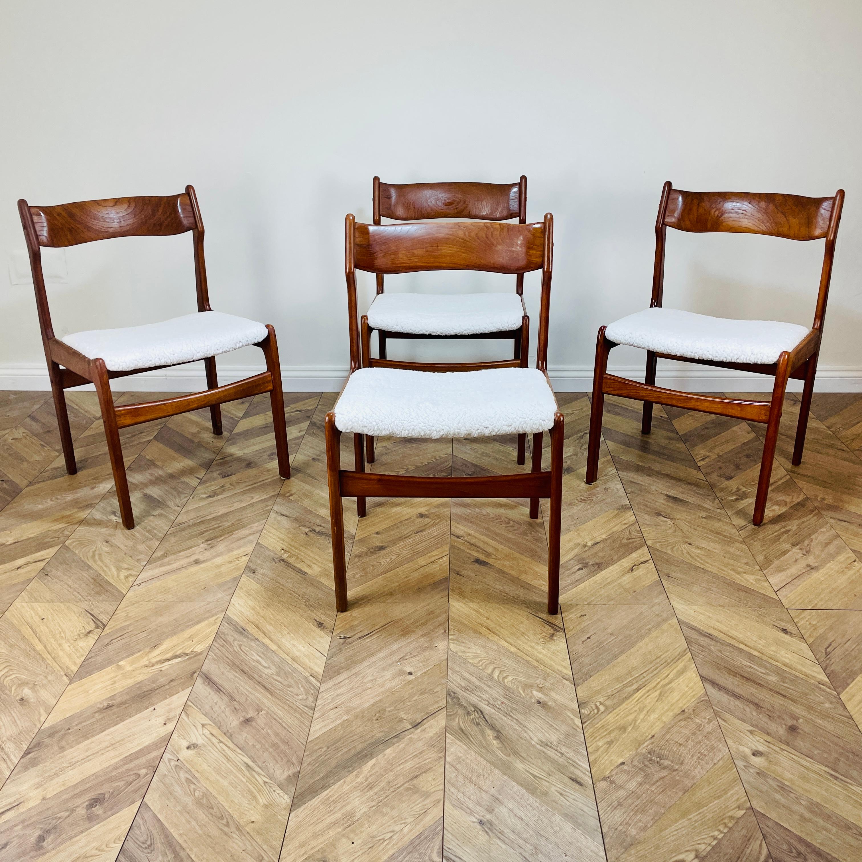 Mid-Century Modern Danish Dining Chairs, Erik Buch Inspired, 1970s, Set of 4